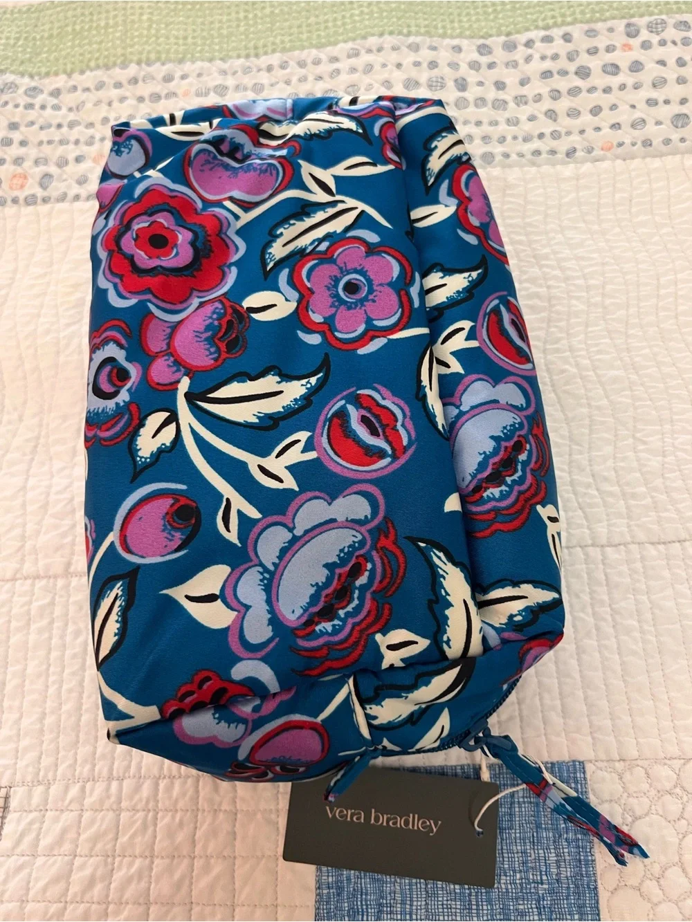 Vera Bradley Floral Blue Zip Cosmetic Pouch - Women's Bag